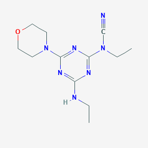 molecular formula C12H19N7O B4240220 Ethyl-[4-(ethylamino)-6-morpholin-4-yl-1,3,5-triazin-2-yl]cyanamide 