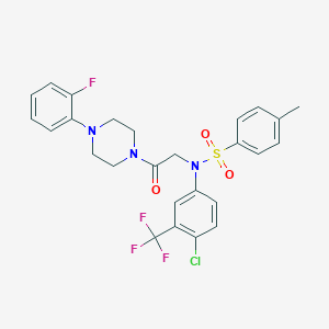 molecular formula C26H24ClF4N3O3S B424025 N-[4-chloro-3-(trifluoromethyl)phenyl]-N-[2-[4-(2-fluorophenyl)piperazin-1-yl]-2-oxoethyl]-4-methylbenzenesulfonamide 
