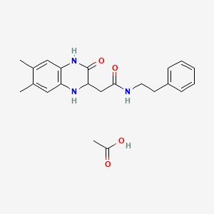 molecular formula C22H27N3O4 B4240334 acetic acid;2-(6,7-dimethyl-3-oxo-2,4-dihydro-1H-quinoxalin-2-yl)-N-(2-phenylethyl)acetamide 