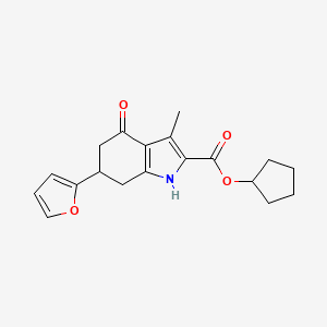 molecular formula C19H21NO4 B4240342 cyclopentyl 6-(furan-2-yl)-3-methyl-4-oxo-4,5,6,7-tetrahydro-1H-indole-2-carboxylate 