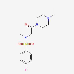 molecular formula C16H24FN3O3S B4240384 N-ethyl-N-[2-(4-ethylpiperazin-1-yl)-2-oxoethyl]-4-fluorobenzenesulfonamide CAS No. 838876-62-3