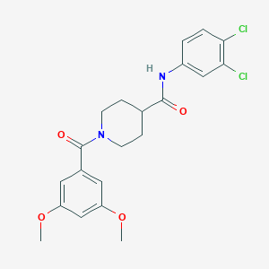 molecular formula C21H22Cl2N2O4 B424105 N-(3,4-dichlorophenyl)-1-(3,5-dimethoxybenzoyl)piperidine-4-carboxamide 