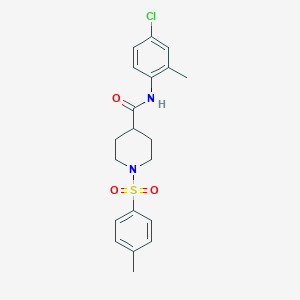 molecular formula C20H23ClN2O3S B424108 N-(4-CHLORO-2-METHYLPHENYL)-1-(4-METHYLBENZENESULFONYL)PIPERIDINE-4-CARBOXAMIDE 