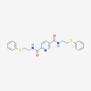 molecular formula C23H23N3O2S2 B424413 N,N'-bis[2-(phenylsulfanyl)ethyl]pyridine-2,5-dicarboxamide 