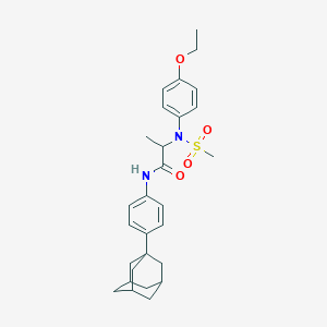 molecular formula C28H36N2O4S B424417 N-[4-(1-adamantyl)phenyl]-2-[4-ethoxy(methylsulfonyl)anilino]propanamide 