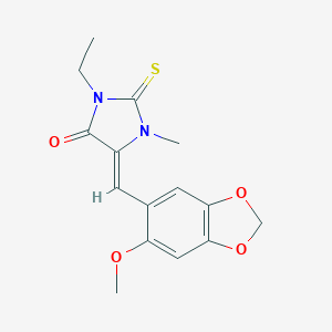 molecular formula C15H16N2O4S B424433 3-Ethyl-5-[(6-methoxy-1,3-benzodioxol-5-yl)methylene]-1-methyl-2-thioxoimidazolidin-4-one 