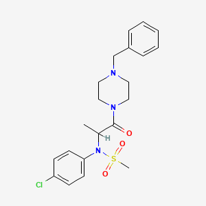 molecular formula C21H26ClN3O3S B4244476 N-[2-(4-benzyl-1-piperazinyl)-1-methyl-2-oxoethyl]-N-(4-chlorophenyl)methanesulfonamide 