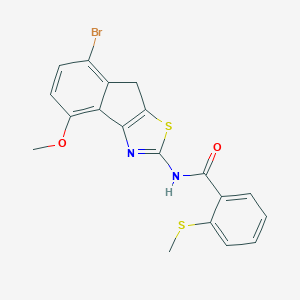 molecular formula C19H15BrN2O2S2 B424526 N-{7-BROMO-4-METHOXY-8H-INDENO[1,2-D][1,3]THIAZOL-2-YL}-2-(METHYLSULFANYL)BENZAMIDE 