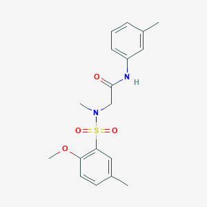molecular formula C18H22N2O4S B4245688 N~2~-[(2-methoxy-5-methylphenyl)sulfonyl]-N~2~-methyl-N~1~-(3-methylphenyl)glycinamide 