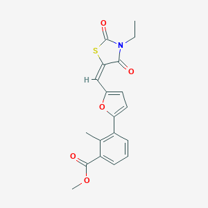 molecular formula C19H17NO5S B424581 Methyl 3-{5-[(3-ethyl-2,4-dioxo-1,3-thiazolidin-5-ylidene)methyl]-2-furyl}-2-methylbenzoate 