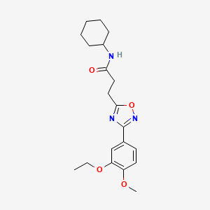 molecular formula C20H27N3O4 B4246328 N-cyclohexyl-3-[3-(3-ethoxy-4-methoxyphenyl)-1,2,4-oxadiazol-5-yl]propanamide 