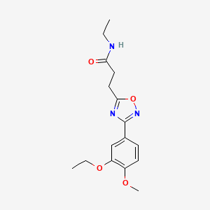 molecular formula C16H21N3O4 B4246537 3-[3-(3-ethoxy-4-methoxyphenyl)-1,2,4-oxadiazol-5-yl]-N-ethylpropanamide 
