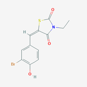 molecular formula C12H10BrNO3S B424769 (5E)-5-(3-bromo-4-hydroxybenzylidene)-3-ethyl-1,3-thiazolidine-2,4-dione 