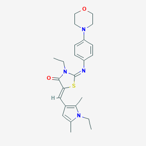molecular formula C24H30N4O2S B424789 (2Z,5Z)-3-ethyl-5-[(1-ethyl-2,5-dimethyl-1H-pyrrol-3-yl)methylidene]-2-{[4-(morpholin-4-yl)phenyl]imino}-1,3-thiazolidin-4-one 
