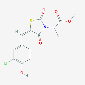 molecular formula C14H12ClNO5S B424901 methyl 2-[5-(3-chloro-4-hydroxybenzylidene)-2,4-dioxo-1,3-thiazolidin-3-yl]propanoate 
