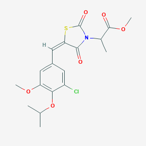 molecular formula C18H20ClNO6S B424914 methyl 2-{(5E)-5-[3-chloro-5-methoxy-4-(propan-2-yloxy)benzylidene]-2,4-dioxo-1,3-thiazolidin-3-yl}propanoate 