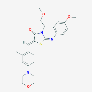 molecular formula C25H29N3O4S B424924 3-(2-Methoxyethyl)-2-[(4-methoxyphenyl)imino]-5-[2-methyl-4-(4-morpholinyl)benzylidene]-1,3-thiazolidin-4-one 