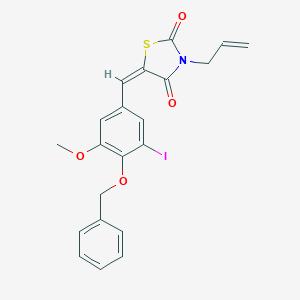 molecular formula C21H18INO4S B424937 (5E)-5-[4-(benzyloxy)-3-iodo-5-methoxybenzylidene]-3-(prop-2-en-1-yl)-1,3-thiazolidine-2,4-dione 