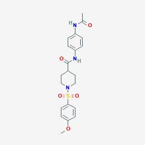 molecular formula C21H25N3O5S B424967 N-(4-ACETAMIDOPHENYL)-1-(4-METHOXYBENZENESULFONYL)PIPERIDINE-4-CARBOXAMIDE 