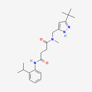 molecular formula C22H32N4O2 B4250174 N-[(3-tert-butyl-1H-pyrazol-5-yl)methyl]-N'-(2-isopropylphenyl)-N-methylsuccinamide 