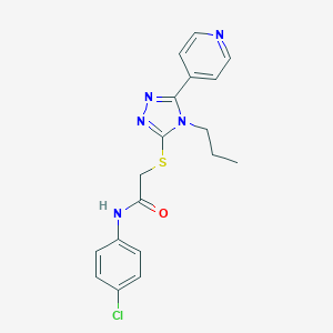 molecular formula C18H18ClN5OS B425033 N-(4-chlorophenyl)-2-{[4-propyl-5-(4-pyridinyl)-4H-1,2,4-triazol-3-yl]sulfanyl}acetamide 