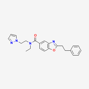 molecular formula C23H24N4O2 B4250385 N-ethyl-2-(2-phenylethyl)-N-[2-(1H-pyrazol-1-yl)ethyl]-1,3-benzoxazole-5-carboxamide 