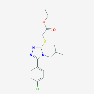 molecular formula C16H20ClN3O2S B425053 ethyl {[5-(4-chlorophenyl)-4-isobutyl-4H-1,2,4-triazol-3-yl]sulfanyl}acetate 