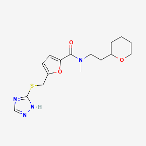 molecular formula C16H22N4O3S B4250566 N-methyl-N-[2-(tetrahydro-2H-pyran-2-yl)ethyl]-5-[(4H-1,2,4-triazol-3-ylthio)methyl]-2-furamide 