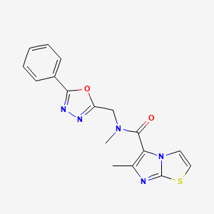 molecular formula C17H15N5O2S B4250704 N,6-dimethyl-N-[(5-phenyl-1,3,4-oxadiazol-2-yl)methyl]imidazo[2,1-b][1,3]thiazole-5-carboxamide 