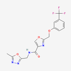 molecular formula C16H13F3N4O4 B4251088 N-[(5-methyl-1,3,4-oxadiazol-2-yl)methyl]-2-[[3-(trifluoromethyl)phenoxy]methyl]-1,3-oxazole-4-carboxamide 