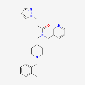 molecular formula C26H33N5O B4251200 N-{[1-(2-methylbenzyl)-4-piperidinyl]methyl}-3-(1H-pyrazol-1-yl)-N-(3-pyridinylmethyl)propanamide 