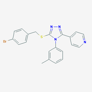 molecular formula C21H17BrN4S B425130 4-{5-[(4-bromobenzyl)sulfanyl]-4-(3-methylphenyl)-4H-1,2,4-triazol-3-yl}pyridine 