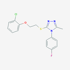 molecular formula C17H15ClFN3OS B425131 3-{[2-(2-chlorophenoxy)ethyl]sulfanyl}-4-(4-fluorophenyl)-5-methyl-4H-1,2,4-triazole 