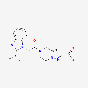 molecular formula C20H23N5O3 B4251484 methyl 5-[(2-isopropyl-1H-benzimidazol-1-yl)acetyl]-4,5,6,7-tetrahydropyrazolo[1,5-a]pyrazine-2-carboxylate 