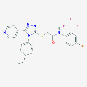 molecular formula C24H19BrF3N5OS B425160 N-[4-bromo-2-(trifluoromethyl)phenyl]-2-{[4-(4-ethylphenyl)-5-(4-pyridinyl)-4H-1,2,4-triazol-3-yl]sulfanyl}acetamide 