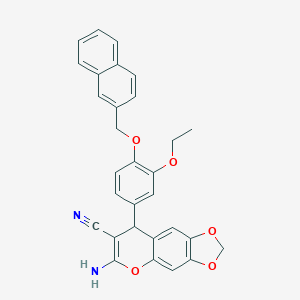 molecular formula C30H24N2O5 B425163 6-amino-8-[3-ethoxy-4-(naphthalen-2-ylmethoxy)phenyl]-8H-[1,3]dioxolo[4,5-g]chromene-7-carbonitrile 