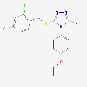 molecular formula C18H17Cl2N3OS B425171 4-{3-[(2,4-dichlorobenzyl)sulfanyl]-5-methyl-4H-1,2,4-triazol-4-yl}phenyl ethyl ether 