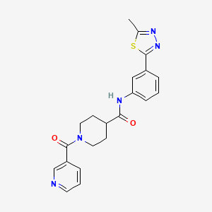 molecular formula C21H21N5O2S B4252080 N-[3-(5-methyl-1,3,4-thiadiazol-2-yl)phenyl]-1-(3-pyridinylcarbonyl)-4-piperidinecarboxamide 