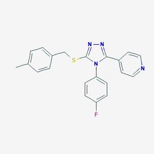 molecular formula C21H17FN4S B425214 4-(4-fluorophenyl)-5-(4-pyridinyl)-4H-1,2,4-triazol-3-yl 4-methylbenzyl sulfide CAS No. 663213-30-7
