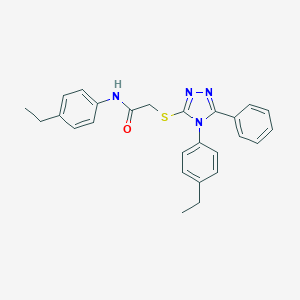 molecular formula C26H26N4OS B425220 N-(4-ethylphenyl)-2-{[4-(4-ethylphenyl)-5-phenyl-4H-1,2,4-triazol-3-yl]sulfanyl}acetamide 