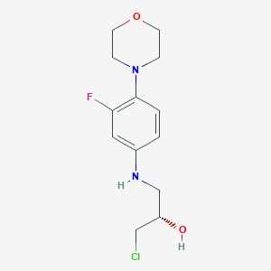 molecular formula C13H18ClFN2O2 B042524 (S)-1-Chloro-3-((3-fluoro-4-morpholinophenyl)amino)propan-2-ol CAS No. 1610690-08-8