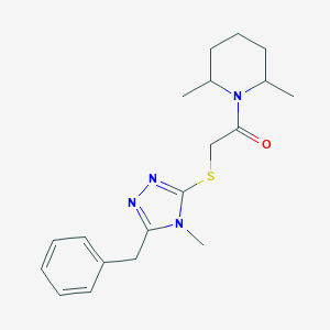 molecular formula C19H26N4OS B425240 1-{[(5-benzyl-4-methyl-4H-1,2,4-triazol-3-yl)sulfanyl]acetyl}-2,6-dimethylpiperidine 