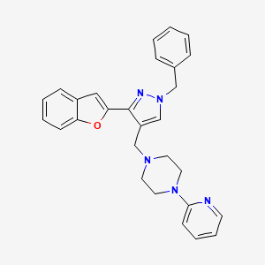 molecular formula C28H27N5O B4252421 1-{[3-(1-benzofuran-2-yl)-1-benzyl-1H-pyrazol-4-yl]methyl}-4-(2-pyridinyl)piperazine 