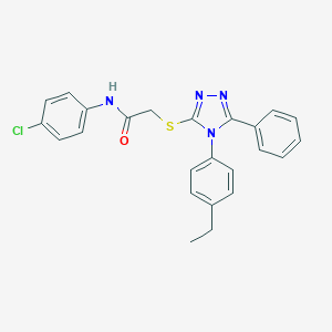 molecular formula C24H21ClN4OS B425257 N-(4-chlorophenyl)-2-{[4-(4-ethylphenyl)-5-phenyl-4H-1,2,4-triazol-3-yl]sulfanyl}acetamide 