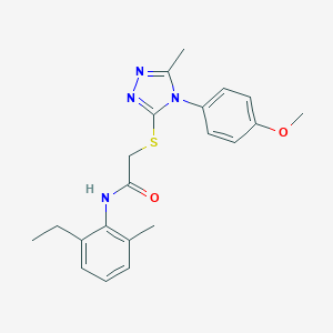 molecular formula C21H24N4O2S B425287 N-(2-ethyl-6-methylphenyl)-2-{[4-(4-methoxyphenyl)-5-methyl-4H-1,2,4-triazol-3-yl]sulfanyl}acetamide 