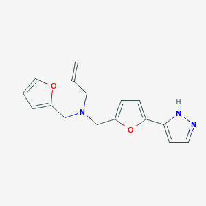 molecular formula C16H17N3O2 B4252926 N-(2-furylmethyl)-N-{[5-(1H-pyrazol-5-yl)-2-furyl]methyl}prop-2-en-1-amine 