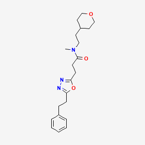 molecular formula C21H29N3O3 B4252951 N-methyl-N-[2-(oxan-4-yl)ethyl]-3-[5-(2-phenylethyl)-1,3,4-oxadiazol-2-yl]propanamide 