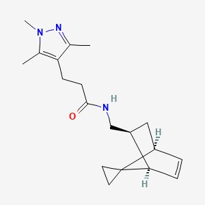 molecular formula C19H27N3O B4252992 N-[[(1R,2S,4S)-spiro[bicyclo[2.2.1]hept-5-ene-7,1'-cyclopropane]-2-yl]methyl]-3-(1,3,5-trimethylpyrazol-4-yl)propanamide 