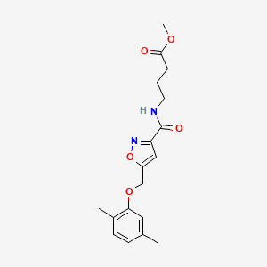 molecular formula C18H22N2O5 B4253144 methyl 4-[({5-[(2,5-dimethylphenoxy)methyl]-3-isoxazolyl}carbonyl)amino]butanoate 