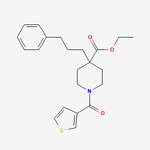 molecular formula C22H27NO3S B4253168 ethyl 4-(3-phenylpropyl)-1-(3-thienylcarbonyl)-4-piperidinecarboxylate 